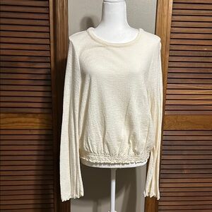 Madewell Cream Bell Sleeve Crew Neck Top